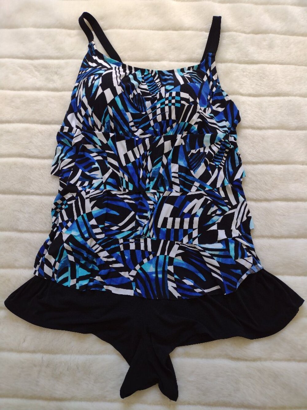 Longitude Women's One Piece Swimsuit 22W Blue Black